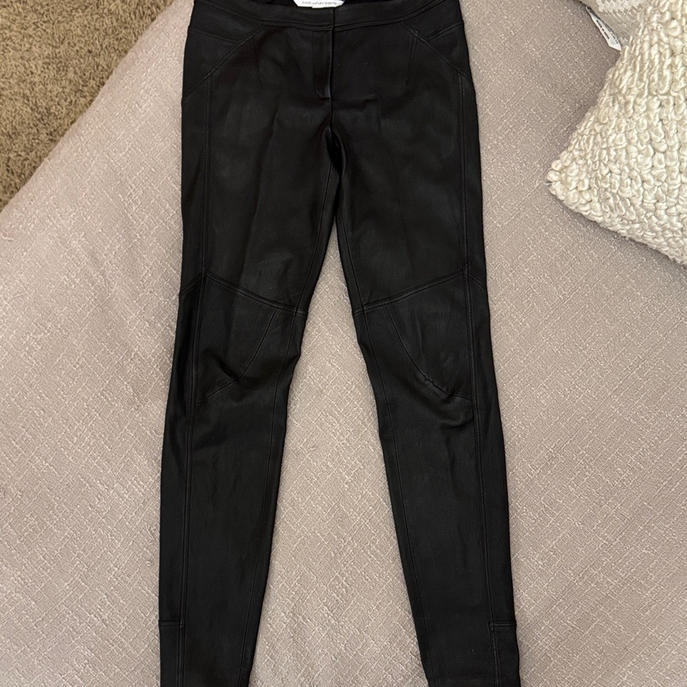 Diane Von Furstenberg Black Leather Pants